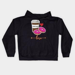 coffee and donuts freinds forver Kids Hoodie